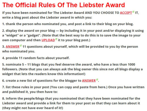 Liebster Award rules